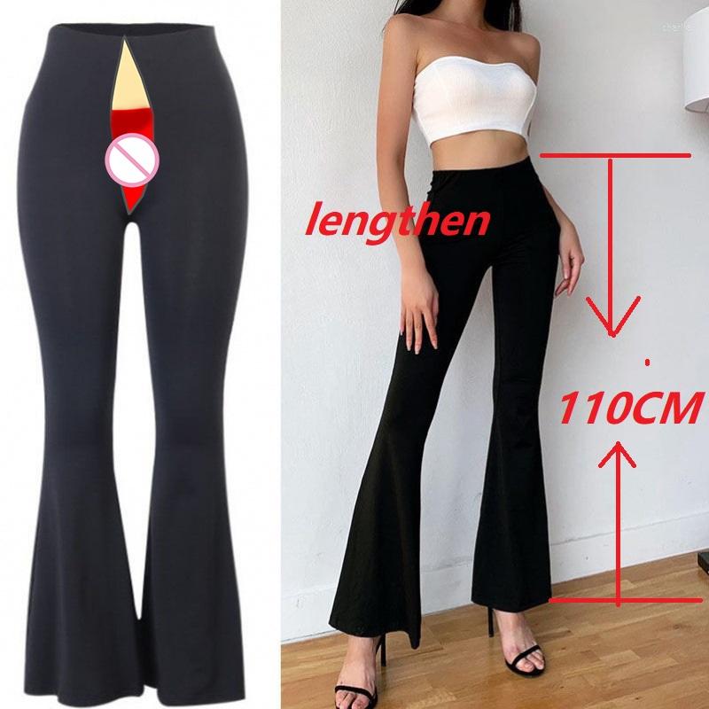 

Women' Pants Women' Open-Crotch High Waist Straight Flare 2023 Elastic Slimming Casual Wide Leg Streetwear, Black