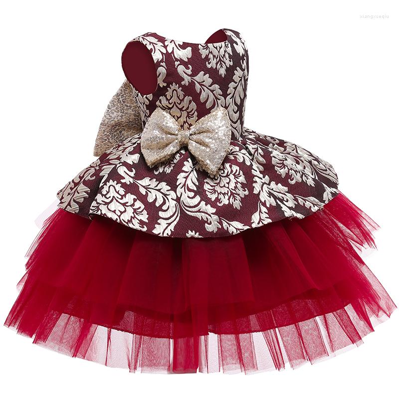 

Girl Dresses Infant Dress Baby 1st Year Birthday Party Christmas Sequin Red Wine Princess For Born Clothes Vestido, Watermelon red