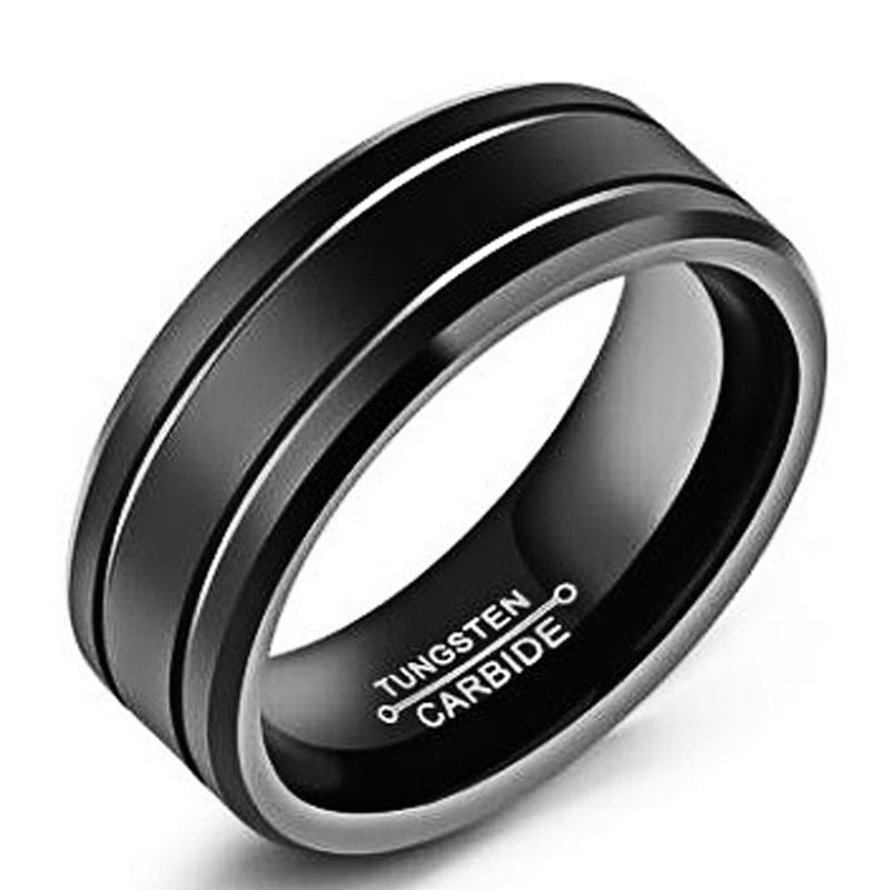 

Wedding Rings Cool Fashion Black Tungsten Men Ring Groove Design