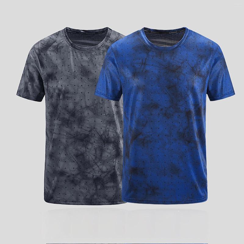 

Men's T Shirts Plain Cotton For Men Men'S Breathable Sweat Absorbing Shirt Tops Short Sleeved Slim Fashion Sleeve Button, Blue