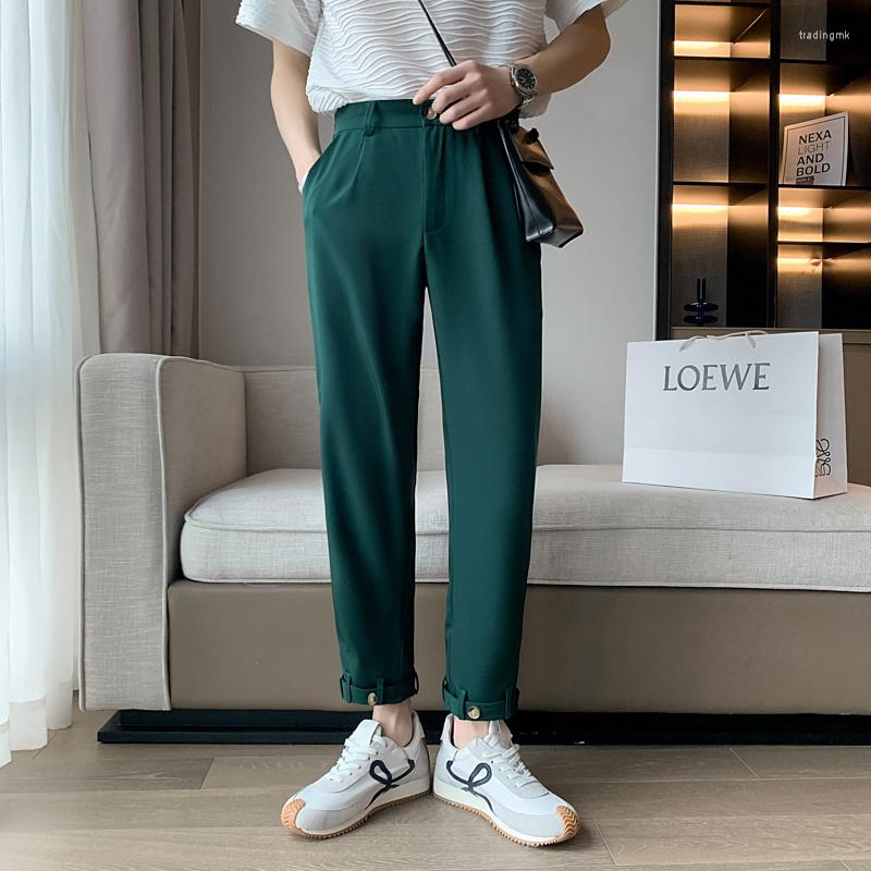 

Men's Suits Dress Fashion Pants -2XL Trousers Office Straight Mens Formal Green/white/black Men Society Korean Loose Suit