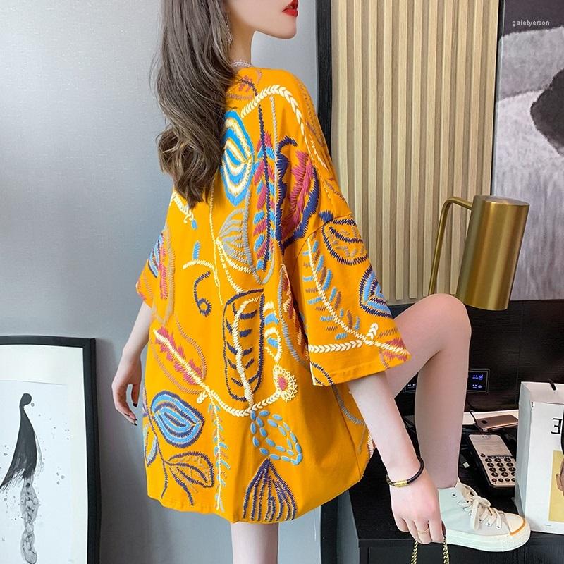 

Women's T Shirts Black White Orange Vintage Shirt Women Cotton Printed T-shirt Femme O Neck Womens Tee Loose Retro Summer
