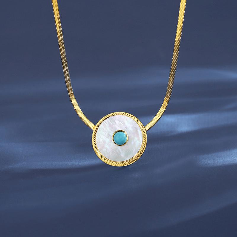 

Pendant Necklaces Turquoise Gold Sparkling Clavicle Chain Choker For Women Elegant Charm Necklace Wedding Fashion JewelryPendant