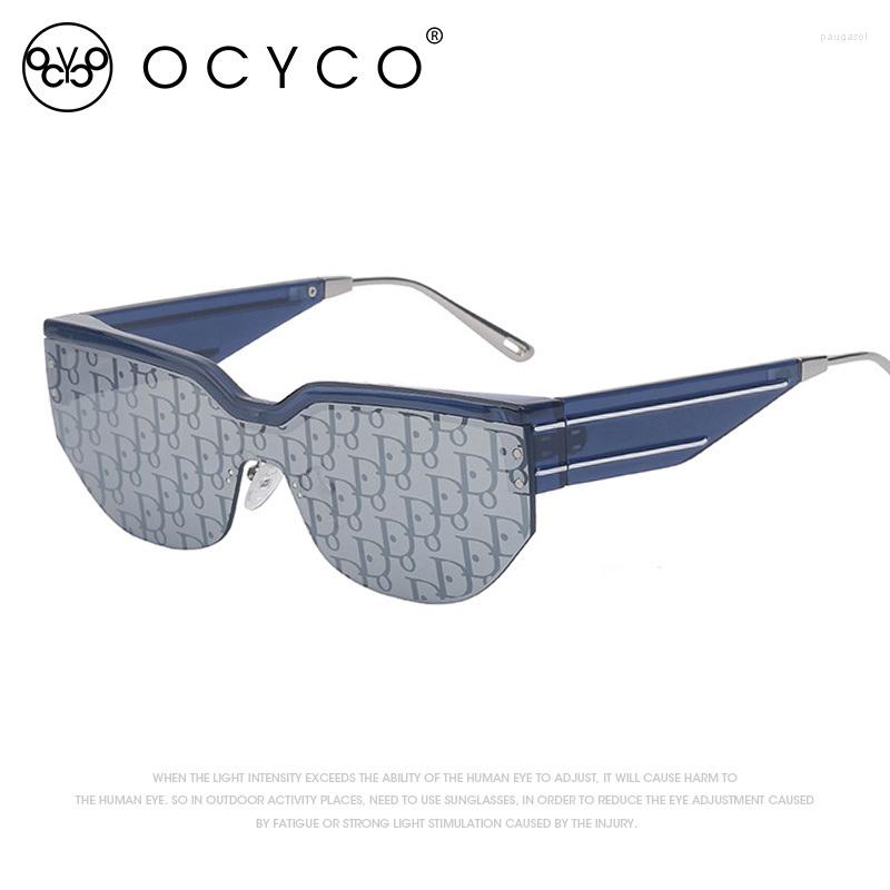 

Sunglasses 2023 Fashion Oversized One-piece Women Modern Semi-Rimless Goggle Vintage Punk Sports Sun Glasses Men Eyewear