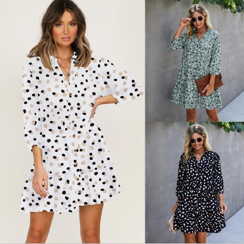 

Casual Dresses EvaQueen 2023 Women' Clothing Summer Dot V-neck Loose Party Dress, Black 269 1180