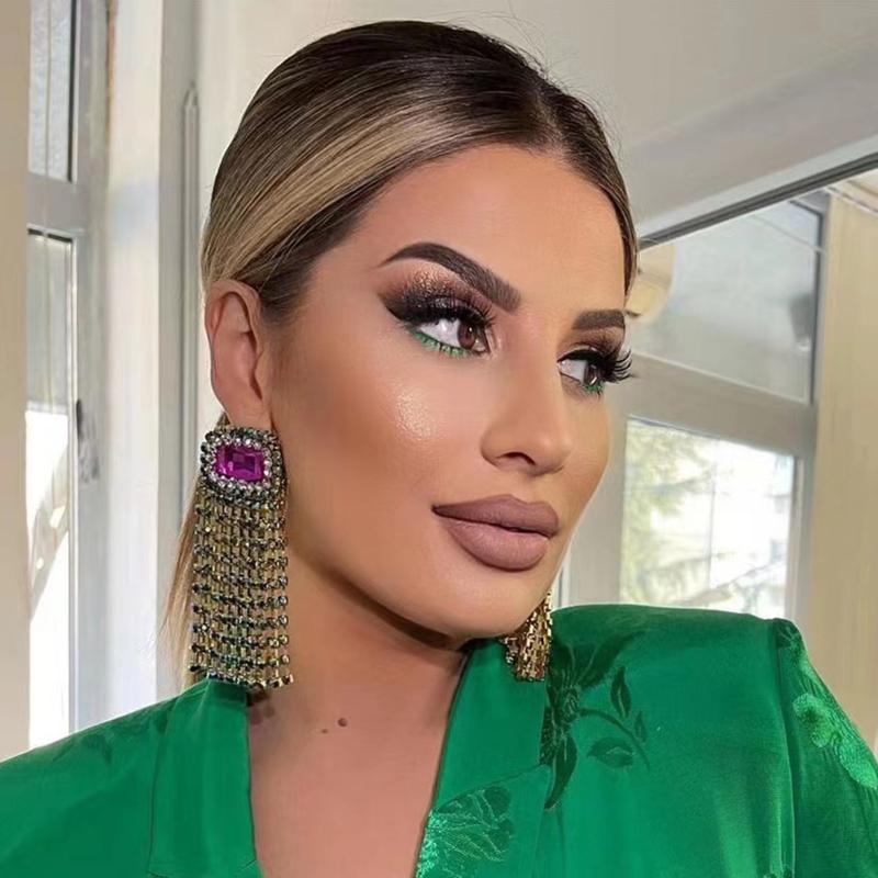 

Dangle Earrings & Chandelier Girlgo Shiny Claw Chain Rhinestone Tassel Women's Luxury Full Rhinstone Drop Banquet Jewelry AccessoriesDan