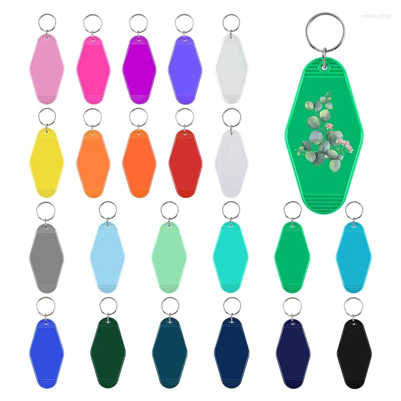 

Keychains 22 Pcs Vintage Colorful Sublimation Blank DIY Ornament Motel Keychain El Key Tag For Vinyl Making