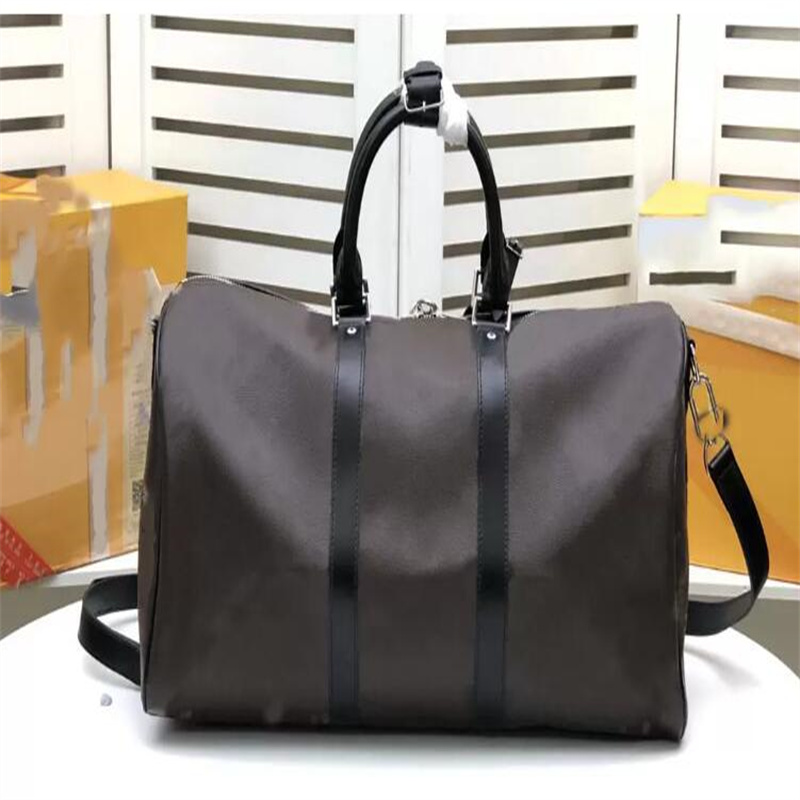 

High Quality Luxury Duffel Bags CARRY ON ALL BANDOULlERE 55 50 45 CM Women Travel Bag Men Classic Rolling Softsided Suitcase Luggage Set 88, Brown flower black strap