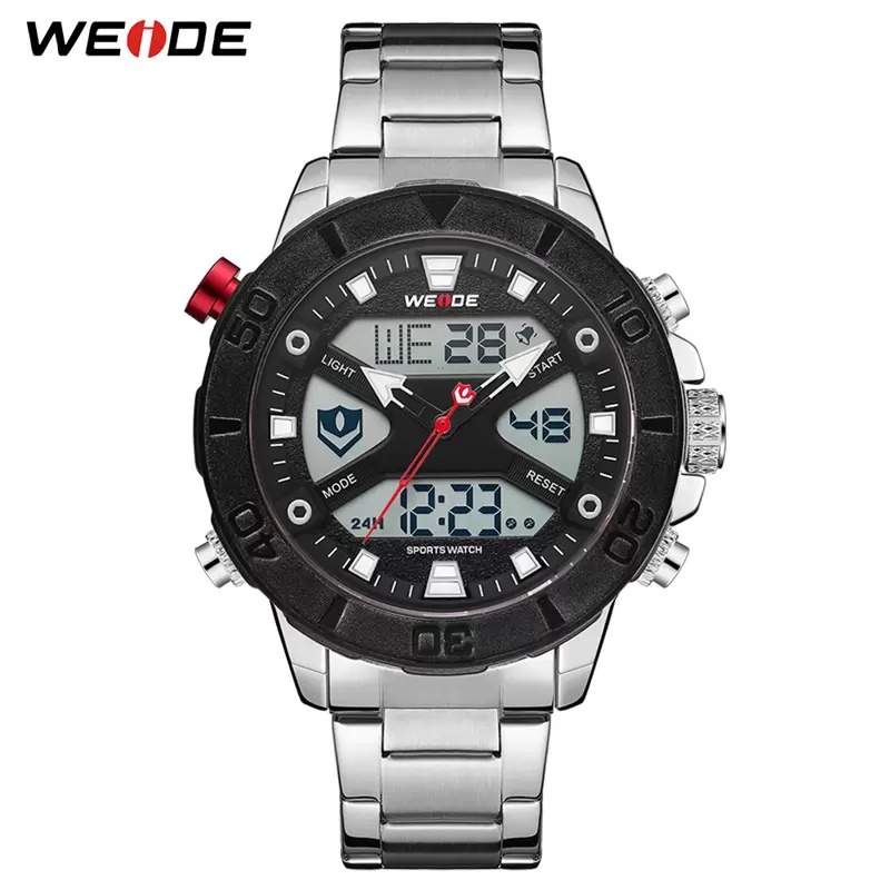 

2023 WEIDE Wristwatches Luxury Brand Quartz Digital Movement metal case black Strap Luminous Chronograph Calendar Men Wristwatch Relogio Masculino, Color-3