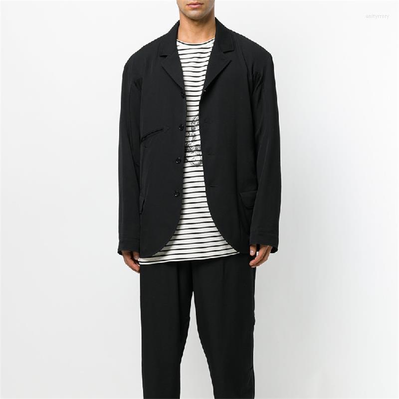 

Men' Suits 2023 Spring Men' Fashion Personalized Large Size Customizatio Loose Multi-pocket Suit, Black