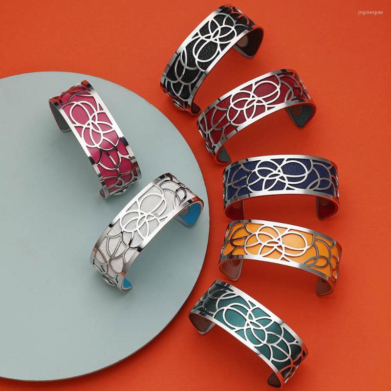 

Bangle Legenstar Bracelets Flower Bijoux Acier Inoxydable Femme 2023manchette Bangles Reversible Leather Band Jewelry