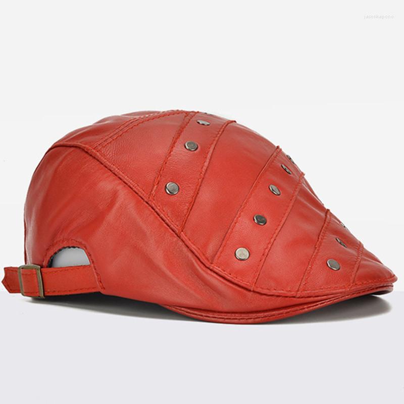 

Berets XdanqinX 2023 Genuine Leather Cap Women's Novelty Sheepskin Hats Men's Brand Caps Adjustable Size Hat, Black