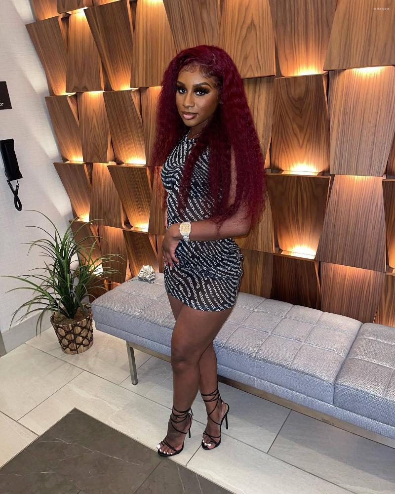 

Casual Dresses 2023 Summer Round Neck Sleeveless Dress Fashion Printed Sexy See-through Slim-Fit Hip-Wrapped Short, Black