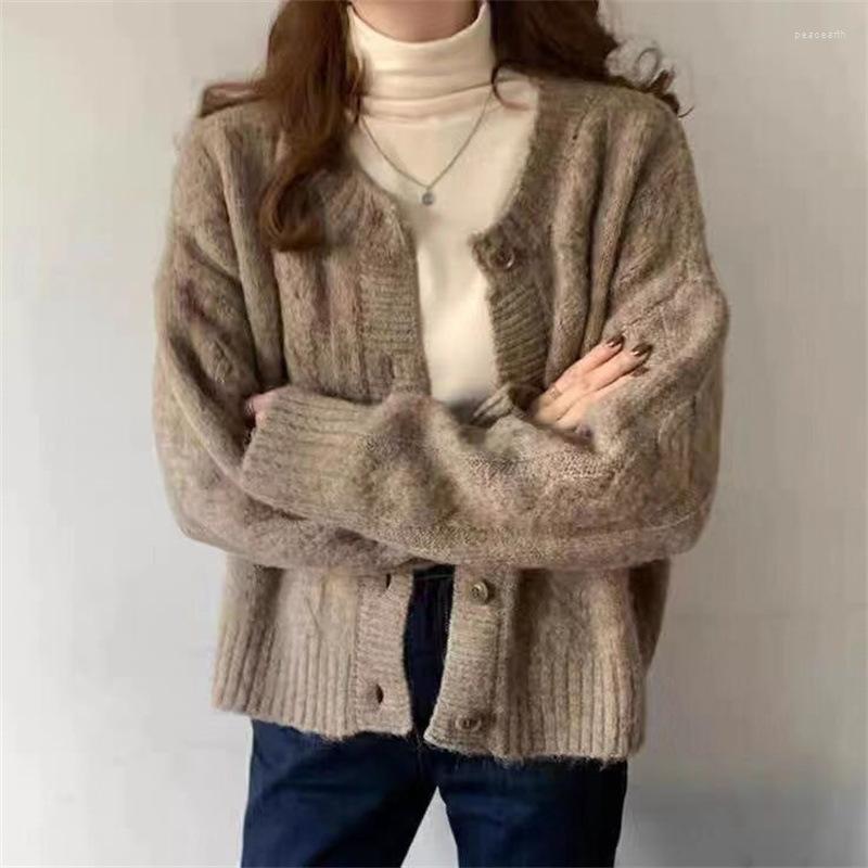 

Women's Knits Autumn Winter Women's Sweater Korean Solid Color Loose Fit Cardigan Knitted Coat Ladies Casual Women Jackets, Sweater coat