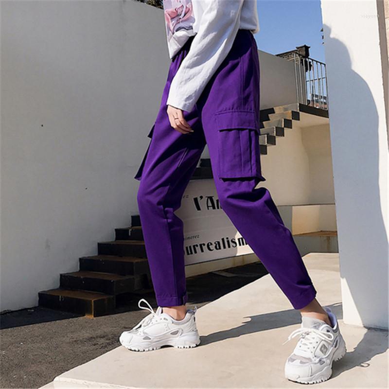 

Women's Pants WKOUD Women Solid Cargo 2023 Casual Ankle-length Candy Color High Waist Trousers Female Pocket Sweatpants P8952, Army green