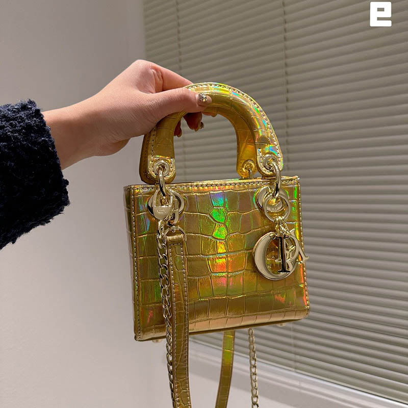 

Crocodile Metal Letter Women Shoulder Bag Mini Crossbody, Silver