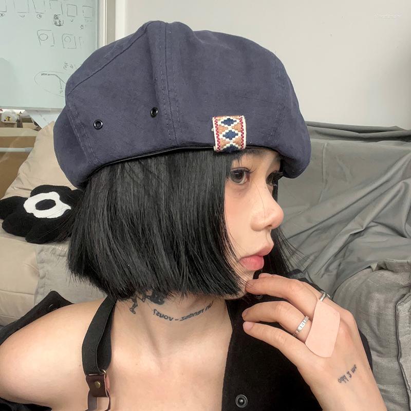 

Berets Japanese Designer Beret 2023 Mori Retro Painter Hats For Womwn Korean Version Solid Color Thin Cloud Men Gorras, Khaki