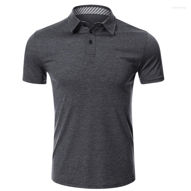 

Men's Polos Spring And Summer Men's Short Sleeve T-shirt Casual Business Base Version Solid Color Polo Shirt, Gray