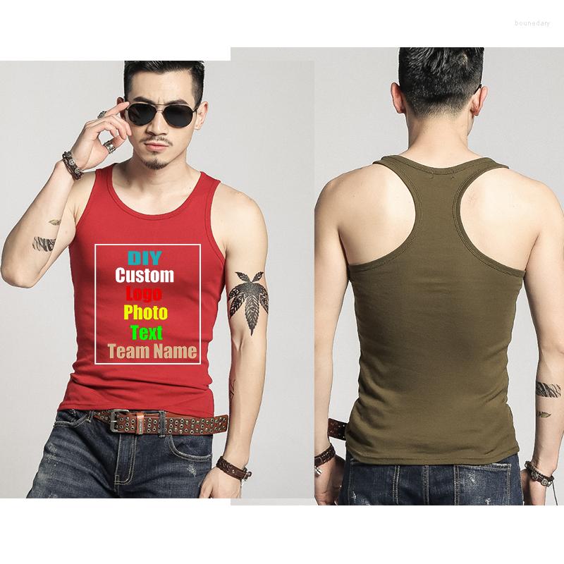 

Men's Tank Tops Customize Your Picture LOGO Men's Summer Round Neck Racer Vest Sweat-absorbent, Orange