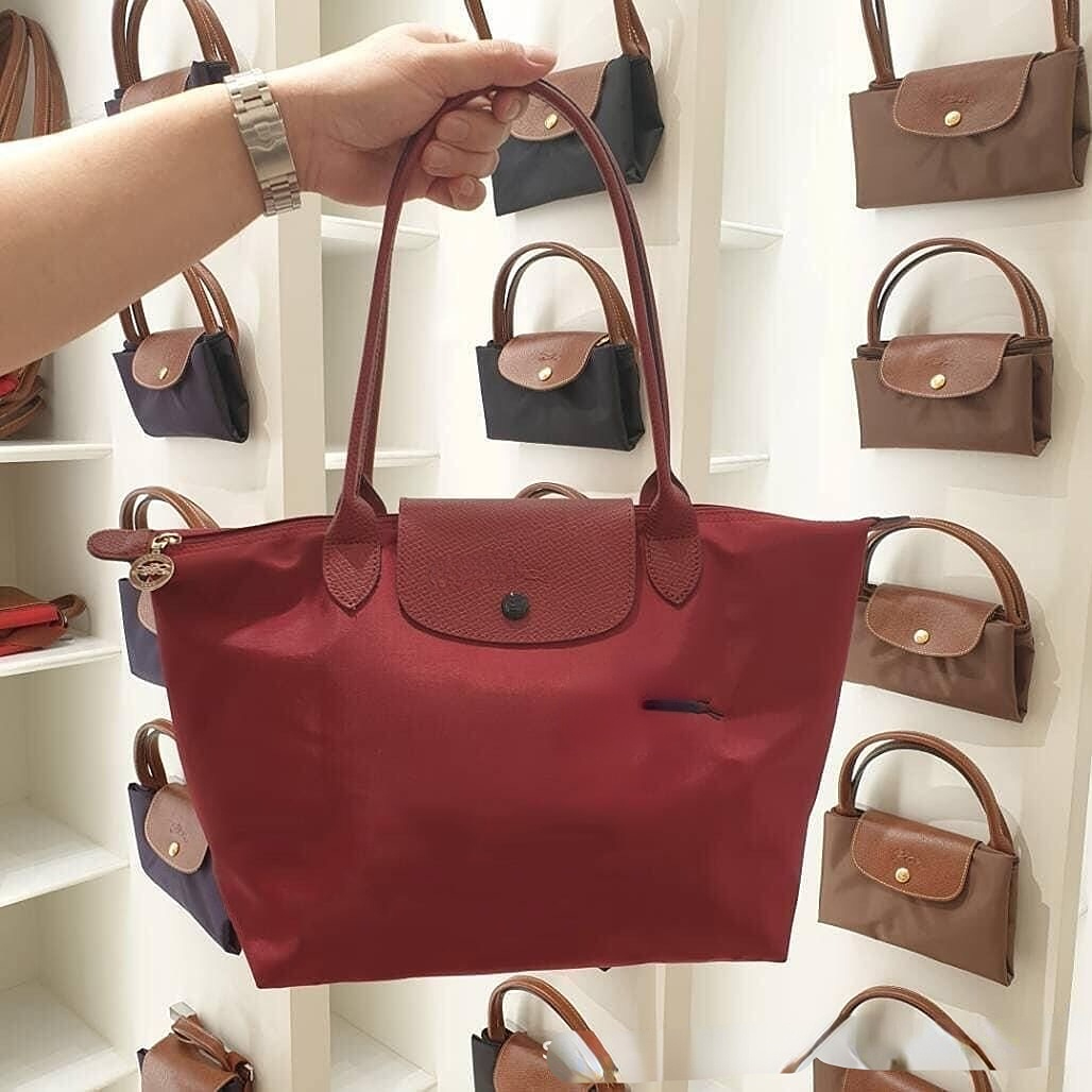 

French Tote Bag Nylon Shoulder Handbag Folding Bags Large Capacity Women's Underarm Bag Shopping Bags, 31cm
