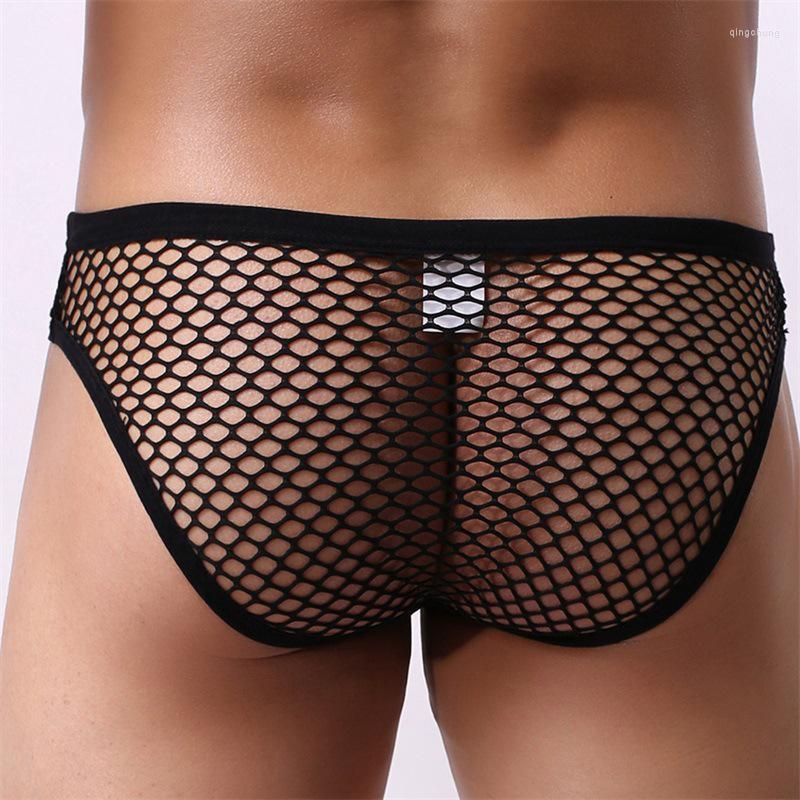 

Underpants Sexy Men Transparent Briefs Mesh Underwear Breathable Male Panties Gay Perspective Slips Homme Erotic, Green