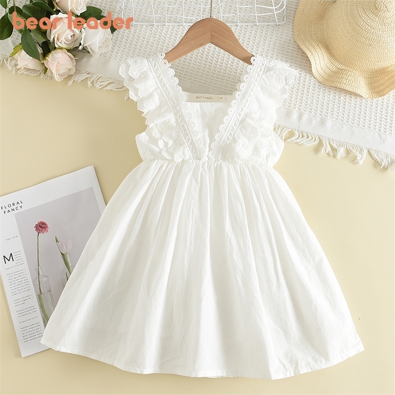 

Girl's Dresses Bear Leader Kids Girls Dresses Summer Lace Princess Dresses Children Solid color Clothing Baby Wedding Party Vestidos 230413, Blue