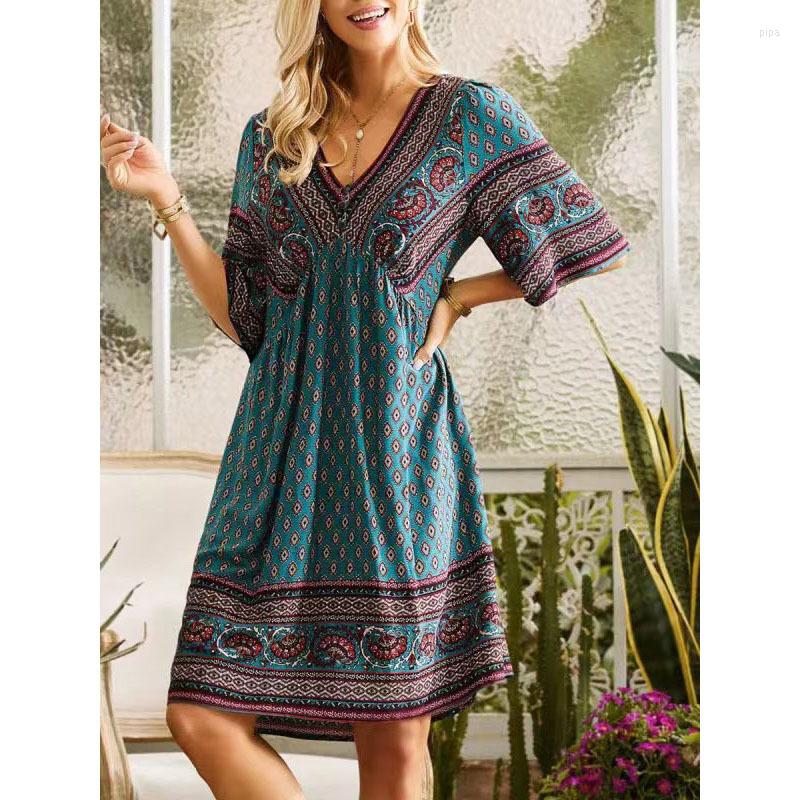 

Casual Dresses 2023 Holiday Dress Women Print Half Sleeve Loose Summer Clothing Beach Boho Women's, Purple