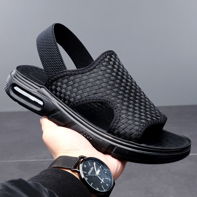 

Sandals Men Summer Casual Sport Outdoor Beach Holiday Slippers Fashion Korean Air Cushion Male Shoes Light Comfortable Walking Slippers 230413, Black