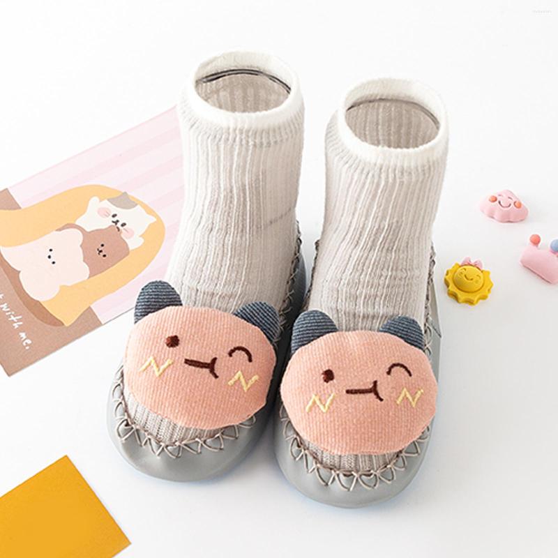 

First Walkers Born Girls Boys Cute Toddler Shoes Socks Winter Baby Cartoon Animal Floor With Rubber Soft Anti Slip Sole Infant Stuff, Grey-d