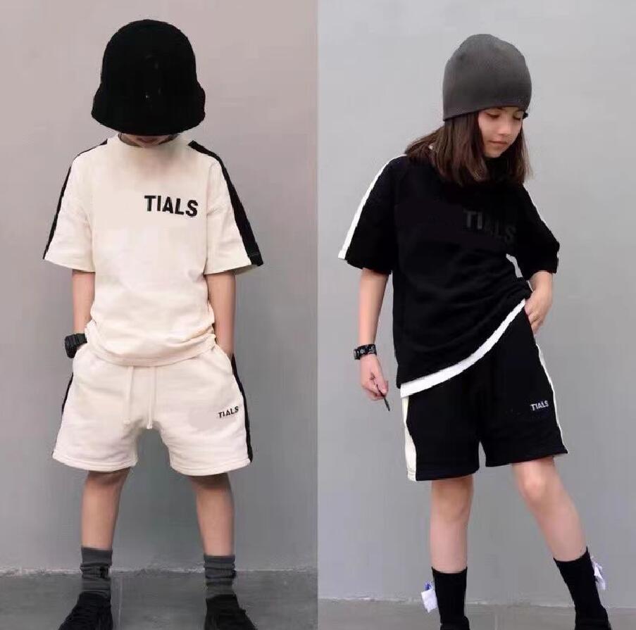 

Kids Clothing Sets 2023 Summer Letters Printed Tracksuit Children's Sportsuit fashion Short Two-piece Suit Boys Casual Suits 6 Colors, Black-1