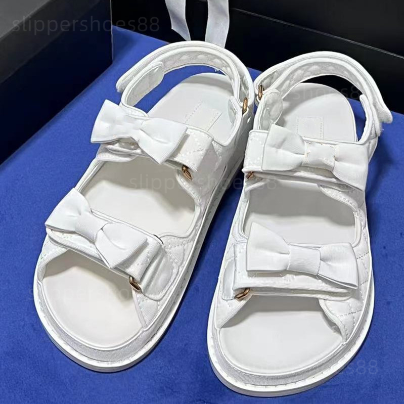 

dad sandals chunky Sandals Famous Designer Women embroidery quilted leather denim sandles with bow adjustable hook loop ankle strap casual Dad Sandal summer shoes