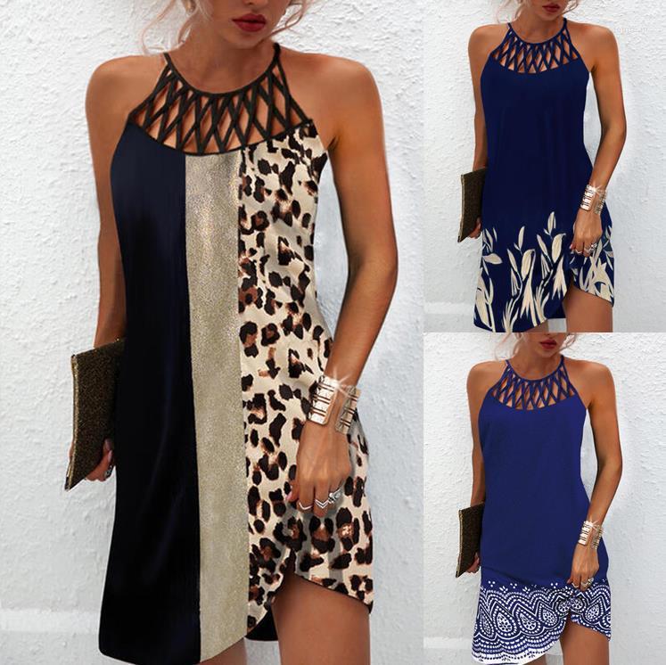 

Casual Dresses Women Sexy Hollow Out 2023 Summer Floral Printed Off Shoulder Sleeveless Dress Female Vintage Elegant Mini Party, Dzl