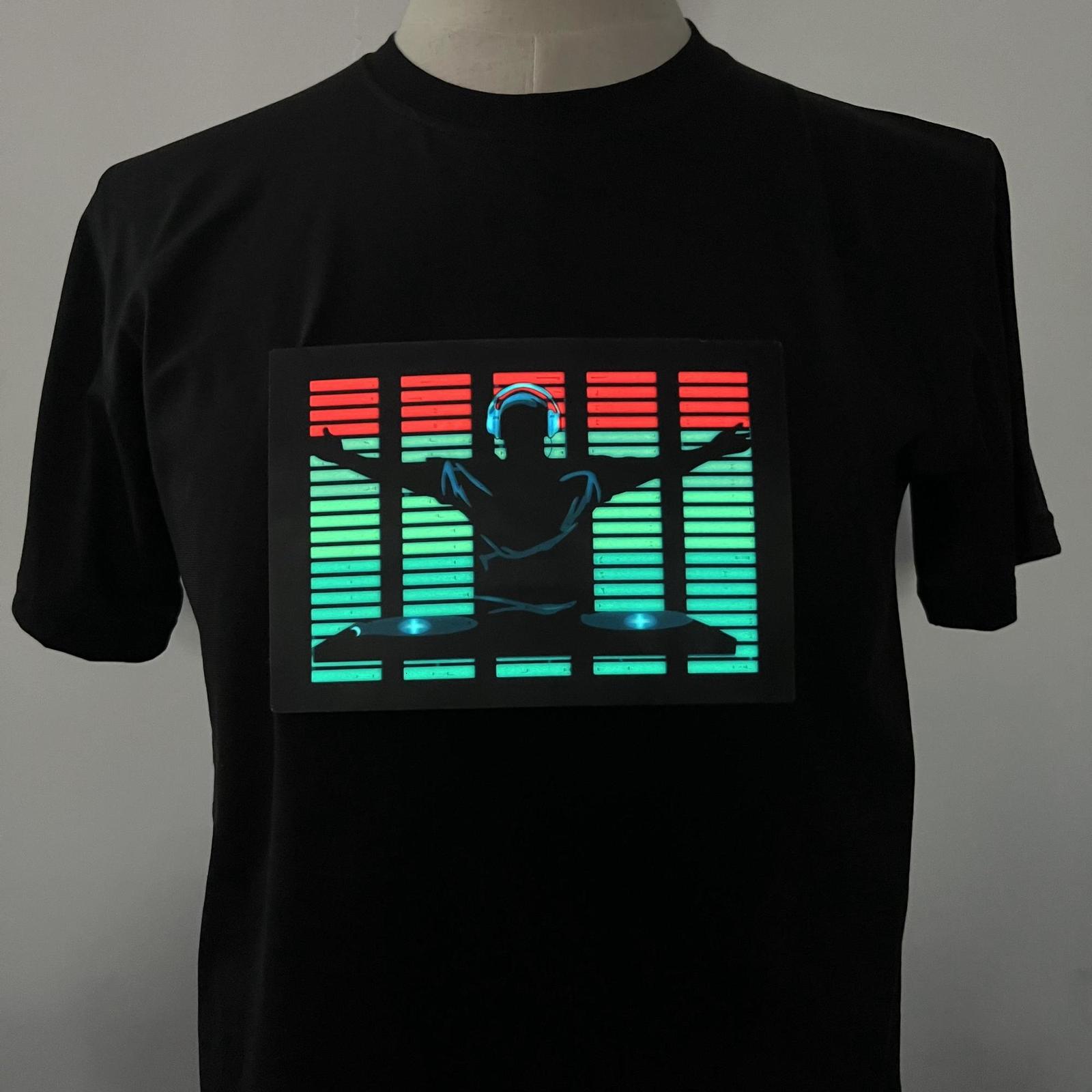 

Men' T-Shirts Unisex T-shirt Summer Men Women Dj Sound Activated Luminous Tees Hip Hop Style Short Sleeve DJ LED Music Glowing Tshirt 230413, F-18