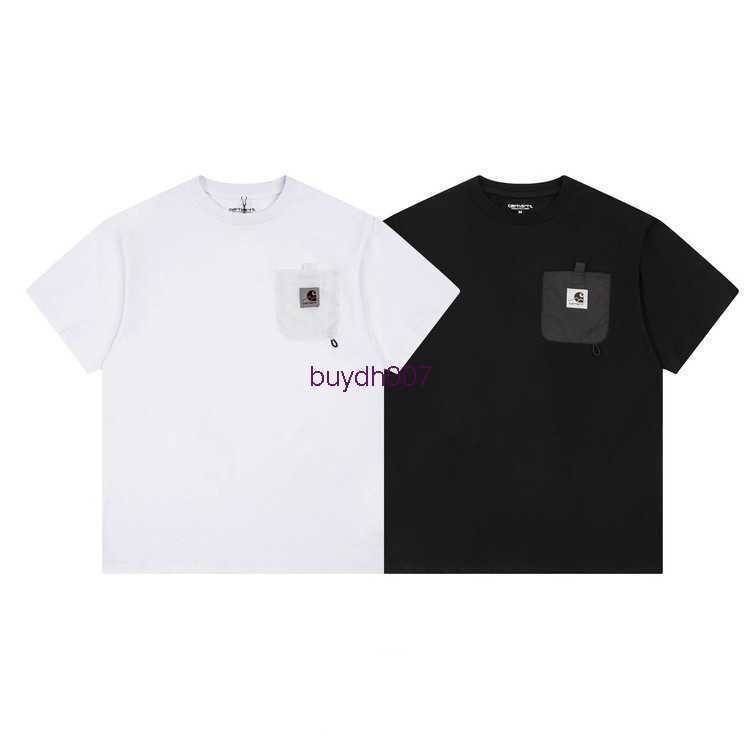 

2023 Men's and Women's Fashion t Shirt Tooling High Street Brand Carhart Mountain Badge Pocket Sticker Short Sleeve Workwear Casual Couple Casual Youth Underlay Ejp9, Black