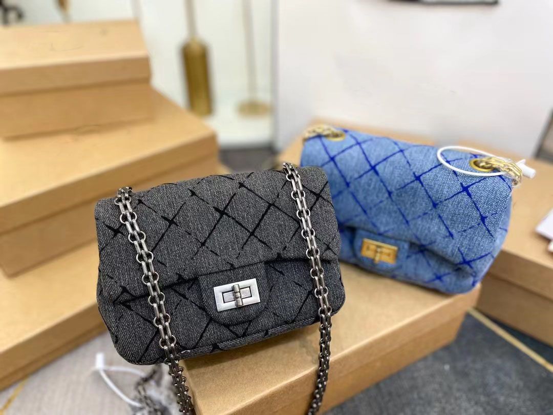 

2023 New 5A Luxury Women Bags CF Chain flap bags Designer Quilted Matelasse handbag Multi-Colors woven Wallet Shoulder bag Plush clutch Lady Crossbody Tweed Purse, Blue