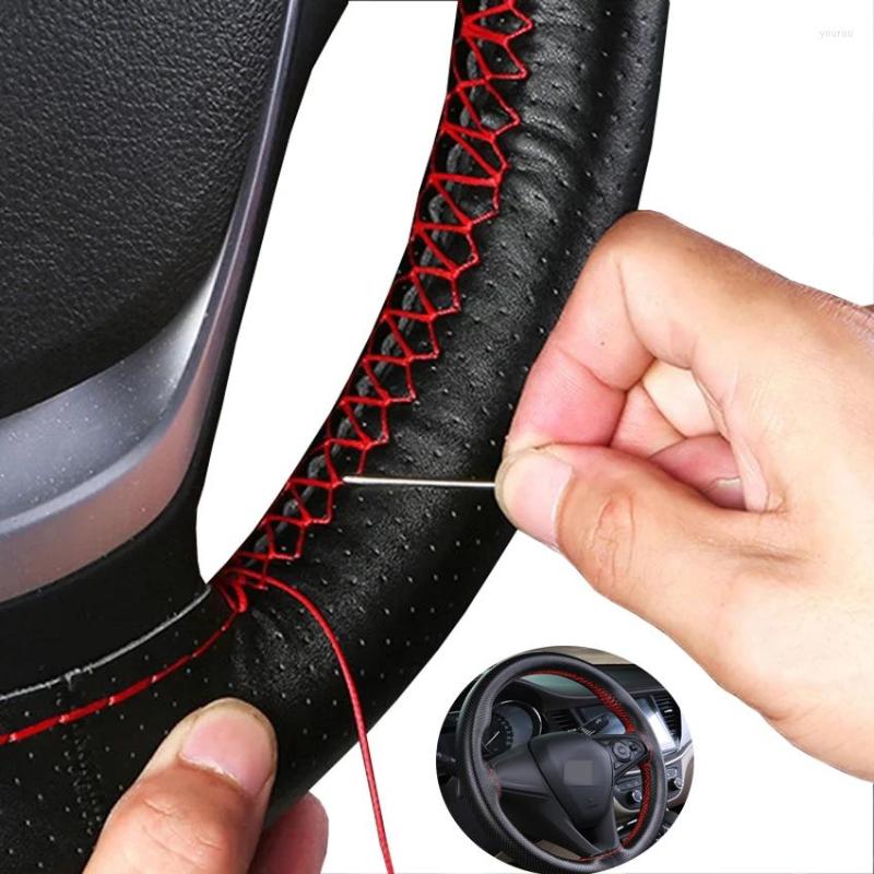 

Steering Wheel Covers Soft Fiber Leather Car Universal Steering-wheel With Needles And Thread Interior Accessories