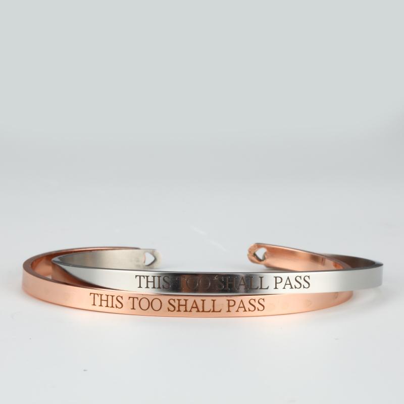

Bangle This Too Shall Pass Stainless Steel Bracelet Cuff Message For Inspiration Gifts