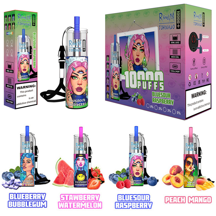 

RandM Tornado 10000 Plus Disposable E-cigarettes 10K Plus 0% 3% 5% 20ml Pod 850mah Rechargeable Mesh Coil Authentic