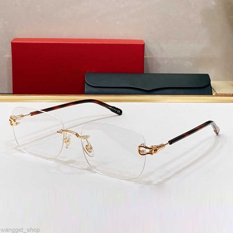 

High end Cartr Mens Sunglasses Business Casual Style Driving UV400 Rimless Ivory Arm Plated Gold Shiny Timeless Classic Collection Women glass