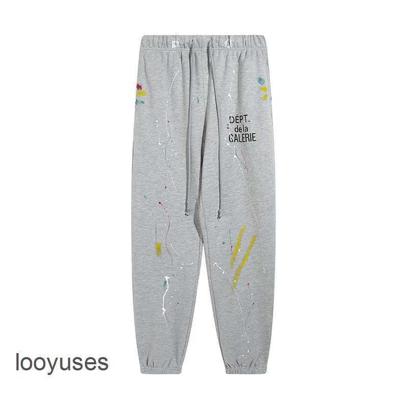 

Galleryes Dept Splash-ink Old Sport Pants Pant 2023 Designer Letters Prints Graffiti Hand-painted Pure Cotton Terry Leggings 6n0b, Light grey