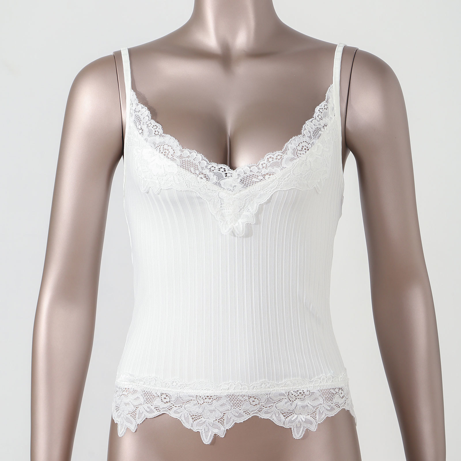 

Camisoles Tanks Women Flower Lace Trim V Neck Crop Top Summer Beach Sleeveless Ribbed Camisole Spaghetti Strap Vest Casual White y2k Tanks Tops 230413