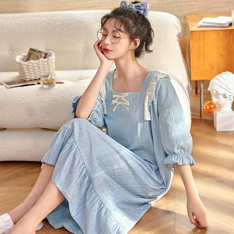 

Women's Sleepwear O-neck Drees Luxurys Underwear Summer Pajama Dress 2023 Sleep Wear Sexy Night Slip Nightgown Short Sleeve Cotton