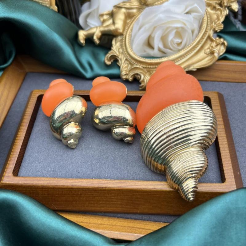 

Stud Earrings Vintage Poster Make Old Jelly Glazed Conch Brooch