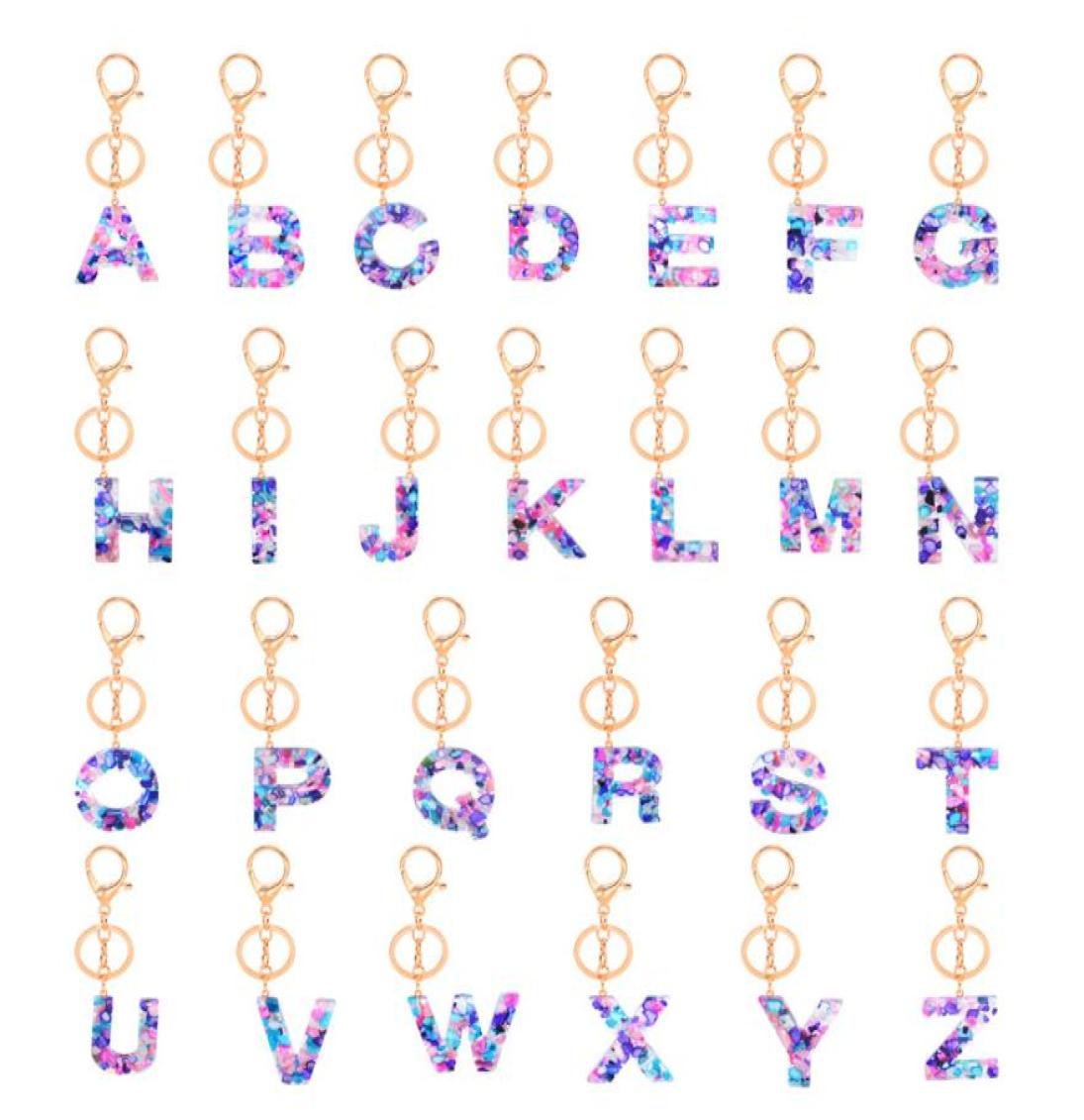 

America and Europe High Quality 26 Capital Letters Keychains Resin Alphabet Key Chain Car Ring1065681