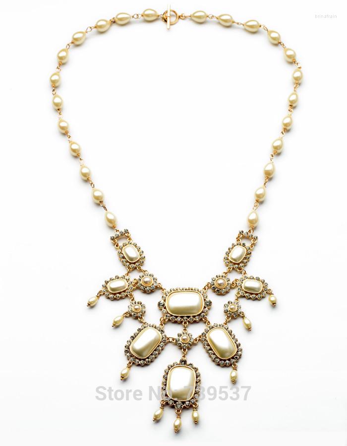 

Chains 2023 Factory Direct Perfume Jewelry Simulated Pearl Bead Statement Necklace White