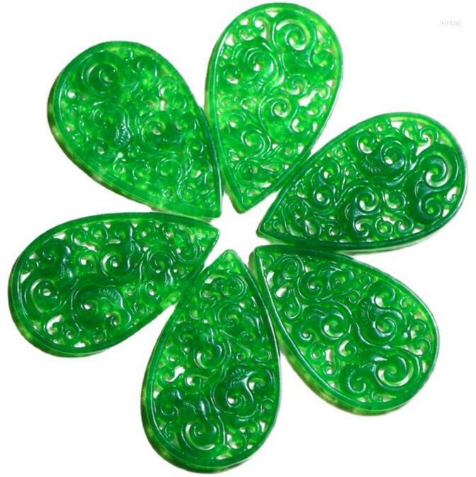 

Dangle Earrings Original Natural Green Jade Emerald Bat Hollow Out Jewellery Fashion Accessories DIY Hand-Carved Woman Amulet Gifts