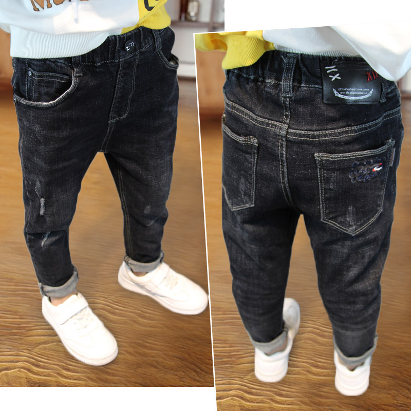 

Jeans Boys Jeans Winter Warm Loose Pants Thicken Autumn Kids Clothing Children Baby Spring Western Style Jeans For Boys Wearing 12 230413, Black