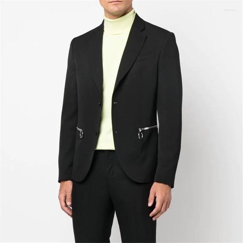 

Men' Suits Spring And Autumn Men' Leisure Fashion Slim Fitting Suit Urban Youth Pure Color Versatile Fashionable Business Black Coat