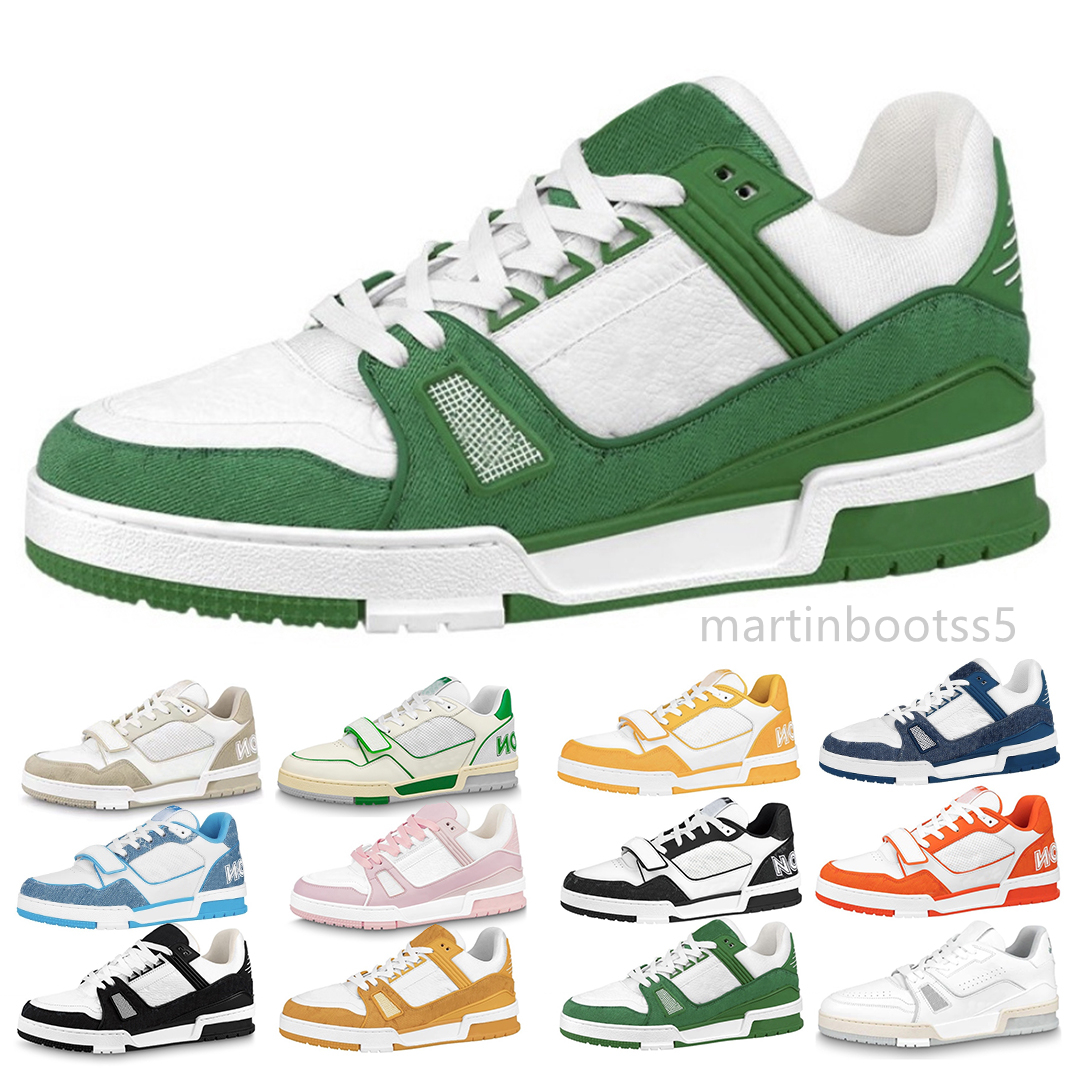 

Designer Trainer Sneaker Virgil Casual Shoes 2023 Calfskin Leather Abloh Black White Green Red Blue Leather Overlays Platform Low Sneakers Size 36-45, 12