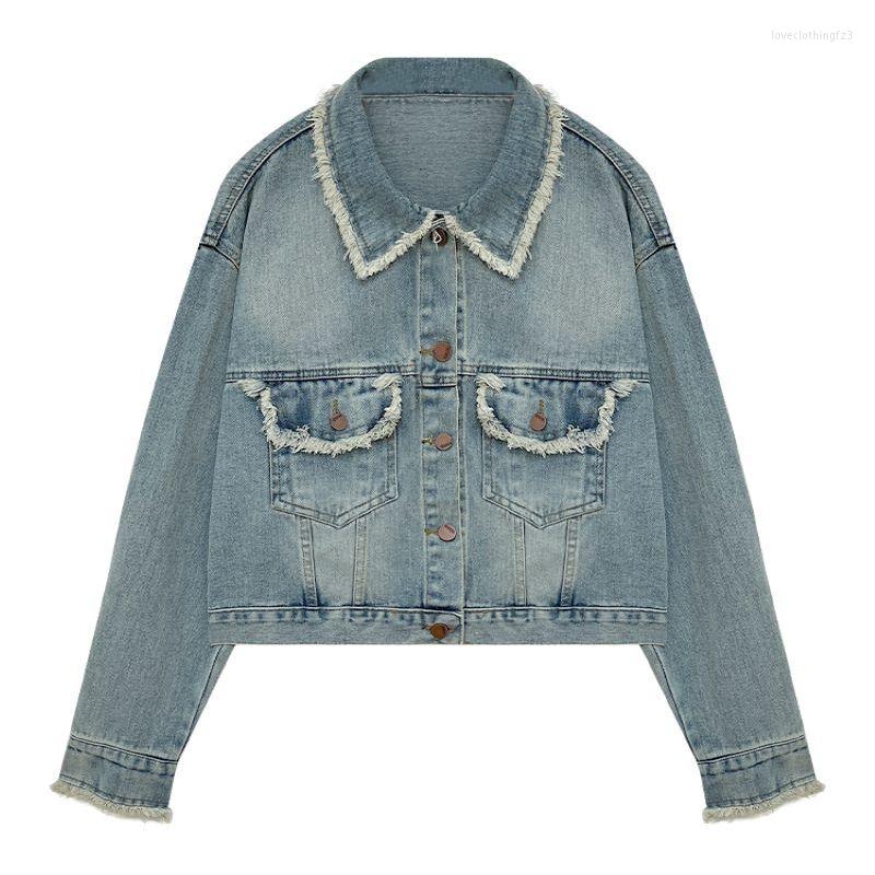 

Women's Jackets 2023 Spring/summer Cowboy Coat Girl Jacket Retro Tassels Korean Hong Kong Breeze Unique A And, Blue